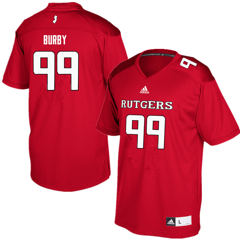 Men #99 Malachi Burby Rutgers Scarlet Knights College Football Jerseys Sale-Red